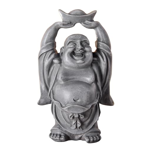 Zen Light Figur, Harz, Grau, Lachender Buddha von Zen Light