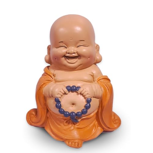 Zen'Light Statuette Lachender Buddha mit Rosenkranz - Inspirierende und fröhliche Figur - Glücksbringer voller Positivität - Niedliche und spirituelle Geschenkidee - -H 10 cm von Zen Light