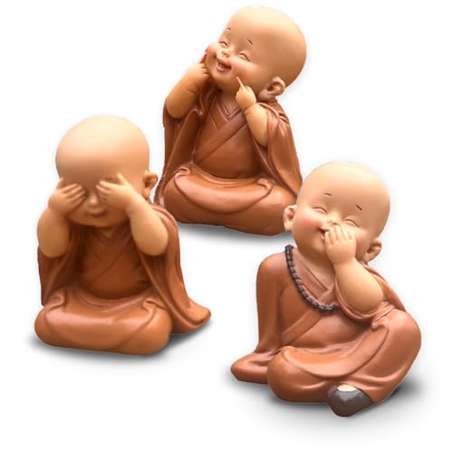 Zen'Light Trio von Statuen Weiser Bonzen - Nichts sehen - Nichts hören - Nichts Sagen - EIN symbolisches Ensemble für eine friedliche und heitere Atmosphäre - Einzigartige Geschenkidee -H 7 cm von Zen Light