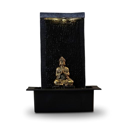 Zen Light Zen'Light Zenalität Wasserwand - Innenbrunnen mit gelbem LED -Spot - großer Tischbrunnen mit Abnehmbarer Buddha - Originalgeschenk - H: 40 cm von Zen Light