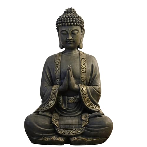 zen' Light Große Statue Buddha Vermittlung, Kunstharz, Bonze, 15 x 24 x 37.5 cm von Zen Light