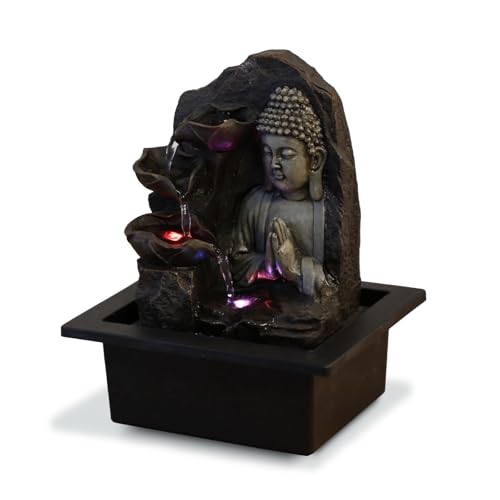 Zen'Light Innenbrunnen Cascade Buddha Lotus Bunt LED - Innendekoration Feng Shui - Brunnen mit Seilencious Pumpe - H 26cm - Spiritualität von Zen Light