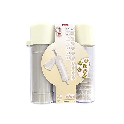 Zenker 42807 Presse Kekse und Churros + Bits + Scheiben, Kunststoff, weiß, 21 x 18,5 x 6,5 cm von Zenker