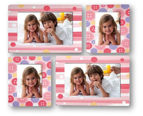 ZEP Fantasy Frame selbstklebende Fotorahmen 4er Set, pink, für 2 Bilder je 10 x 15 cm und 2 Bilder je 7 x 10 cm von Zep