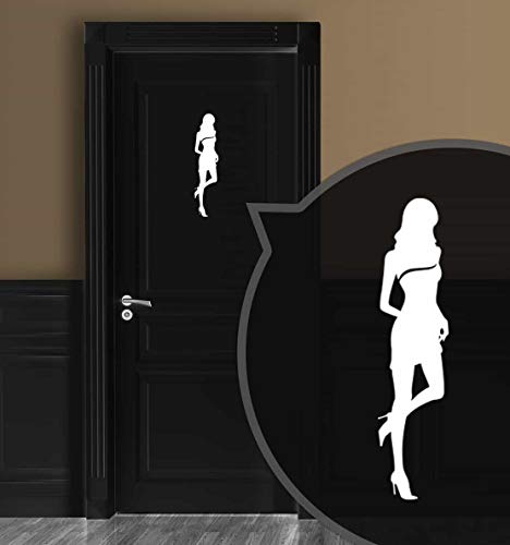 Zeroos WC-Schild, Toilettenschild Lady in Black selbstklebend, Damen, Weiß, M von Zeroos