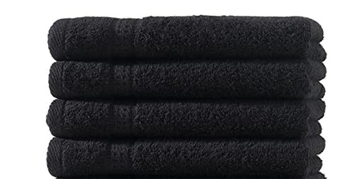 Zestri Frottier Gästehandtuch 4er-Set | Schwarz 30x50 | 100% Baumwolle 500g/m² | Öko-Tex Standard 100 Handtuch Gästetuch von Zestri