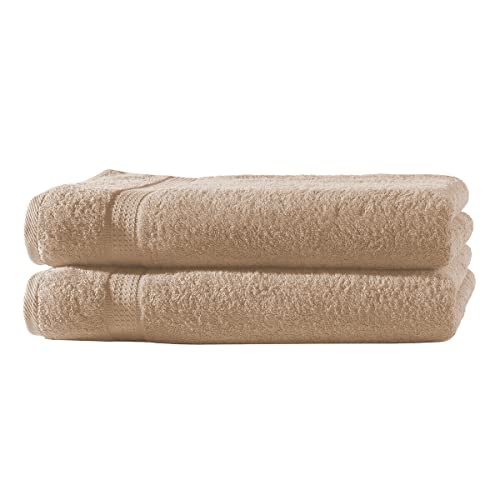 Zestri Frottier Handtuch 2er-Set | Beige 50x100 | 100% Baumwolle 500g/m² | Öko-Tex Standard 100 Handtuch von Zestri