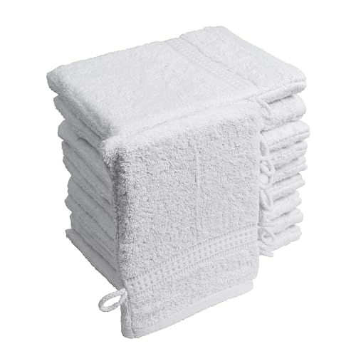 Zestri Frottier Waschhandschuh 10er-Set | Waschlappen Weiß | 100% Baumwolle 500g/m² | Öko-Tex Standard 100 von Zestri