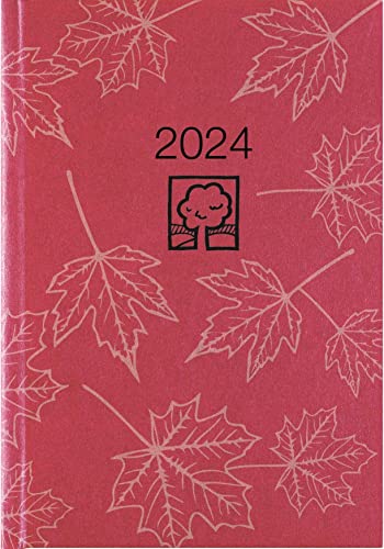 Buchkalender rot 2024 - Bürokalender 14,5x21 cm - 1 Tag auf 1 Seite - Kartoneinband, Recyclingpapier - Stundeneinteilung 7 - 19 Uhr - 876-0711 von Zettler
