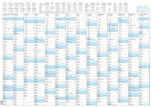 Jahresplaner 14 Monate 2025 - Plakat-Kalender 86x61 cm - Ferienübersicht - Arbeitstagezählung - Zettler von Zettler