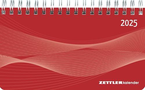 Querkalender Mini PP-Einband rot 2025 - Büro-Planer 15,6x9 cm - 1 Woche 2 Seiten - Ringbindung - Zettler von Zettler