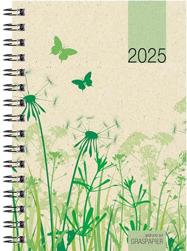 Taschenkalender Graspapier 2025 - Bürokalender 10x14 cm - 1 Woche auf 2 Seiten - robuster Kartoneinband - Wochenkalender - Notizheft - 639-0640 von Zettler