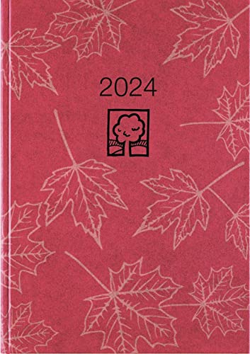 Taschenkalender rot 2024 - Bürokalender 10,2x14,2 - 1 Tag auf 1 Seite - robuster Kartoneinband - Stundeneinteilung 7-19 Uhr - Blauer Engel - 610-0711 von Zettler