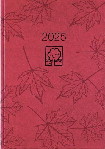 Taschenkalender rot 2025 - Bürokalender 10,2x14,2 - 1 Tag auf 1 Seite - robuster Kartoneinband - Stundeneinteilung 7-19 Uhr - Blauer Engel - 610-0711 von Zettler