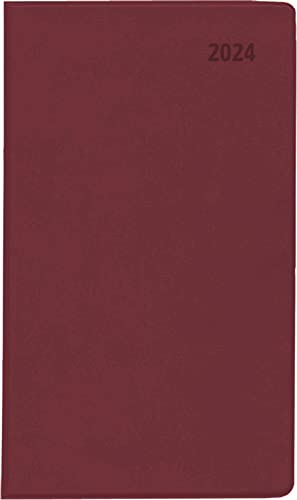 Taschenplaner Leporello PVC bordeaux 2024 9,5x16 1M/2S von Zettler