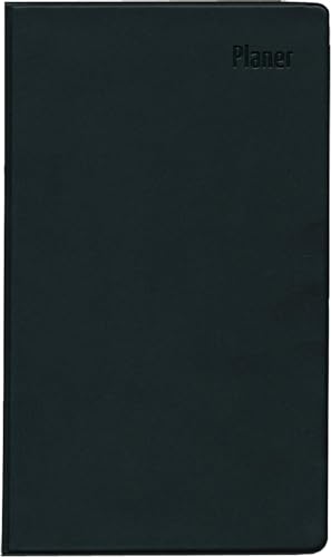 Zettler - Taschenplaner 2025 schwarz, 9,5x16cm, Taschenkalender mit 32 Seiten in Kunststoffhülle, 1 Monat auf 2 Seiten, separates Adressheft, Wochenzählung, Mondphasen und deutsches Kalendarium von Zettler
