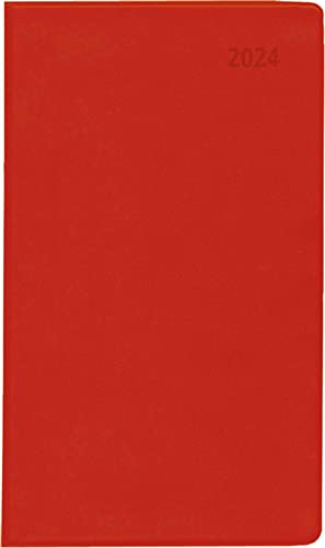 Taschenplaner rot 2024 - Bürokalender 9,5x16 cm - 64 Seiten - 1 Woche auf 1 Seite - separates Adressheft - faltbar - Notizheft - 540-1013 von Zettler
