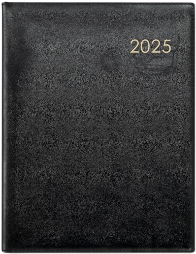 Wochenbuch Leder schwarz 2025 - 1W/2S - 21x26,5 - mit Eckperforation und Fadensiegelung - Büro-Kalender - 728-2120 von Zettler