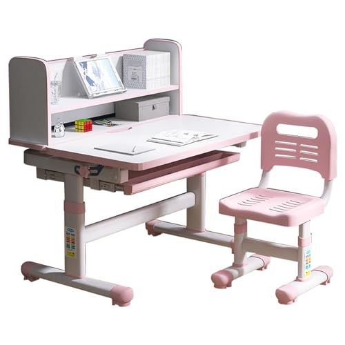Kinder-Schreibtisch- Und Stuhl-Set, Multifunktionales Schreibtisch- Und Stuhl-Set, Höhenverstellbares Kinder-Schreibtisch-Set (Color : B, S : 52 * 70CM) von Zhirong