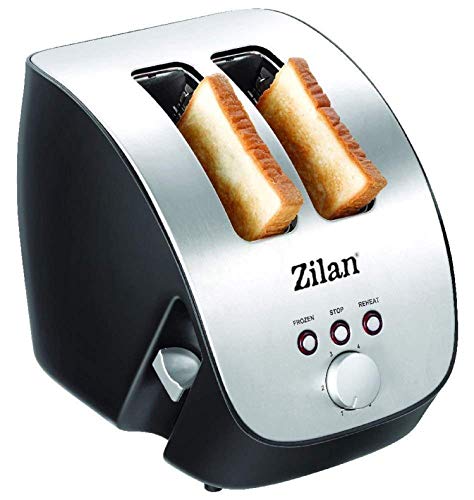 Edelstahl Toaster | 2 Scheiben Toaster | Design Toaster | Schräg Ttoaster | Toastautomat | Röstautomat | 1000 Watt | Edelstahl-Gehäuse | Stufenlos einstellbar | INOX-Design | von Zilan