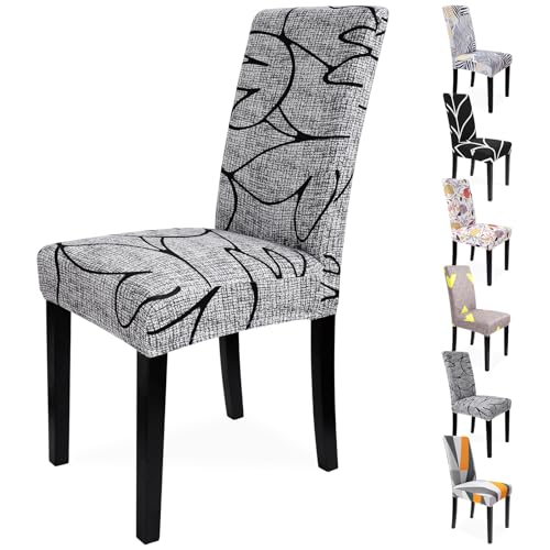 Zindoo Stuhlhussen 6er Set Groß Stretch Stuhlbezug, Graffiti Modernes Muster Abnehmbarer Waschbar Stuhl Hussen für Schlafzimmer, Wohnzimmer, Esszimmerstühle von Zindoo