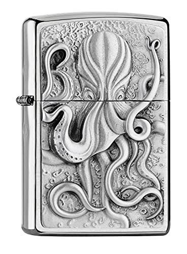 Zippo - Octopus, Emblem - Brushed Chrome - Sturmfeuerzeug, nachfüllbar, in hochwertiger Geschenkbox 200-26477 Einheitsgröße von Zippo