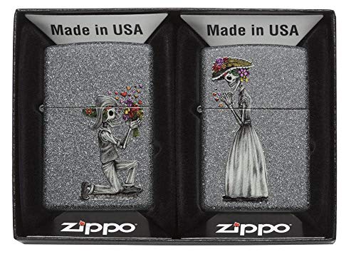 Zippo 28987 60002305 PL Day of Dead Skulls Set Feuerzeug, Messing, Edelstahloptik, 1 x 3,5 x 5,5 cm von Zippo