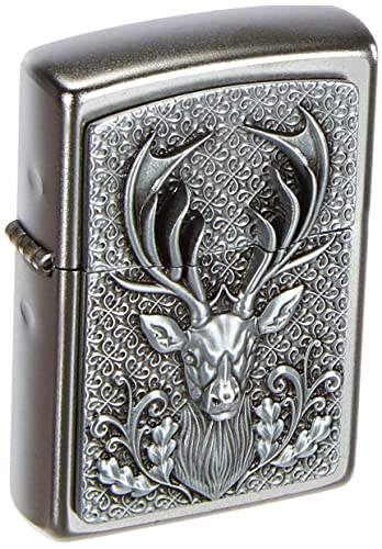 Zippo 15264 Deer Emblem - Satin Finish Feuerzeug, Chrom, silber, 5.8 x,3.8 x 2 2 cm von Zippo
