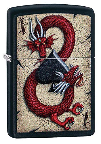 ZIPPO - Dragon Ace Design - Black Matte, Color Image - Sturmfeuerzeug, befüllbar, in hochwertiger Geschenkbox von Zippo