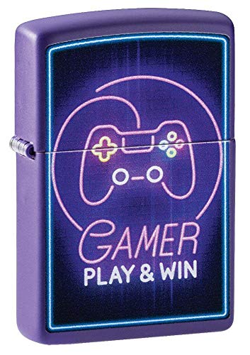 ZIPPO 49157 – Game Design Play & Win - Deep Purple Matte - Color Image- Sturmfeuerzeug, nachfüllbar, in hochwertiger Geschenkbox von Zippo