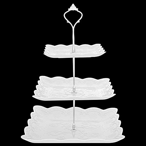 Etagère,Porzellan Etagere 3 Etagen Kuchenständer Kunststoff Cupcake Ständer Servierplatte Servierteller Display-Set Dessertständer für Patry Hochzeit Weiß von Ziranee