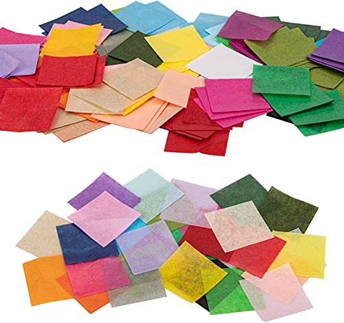 Seidenpapier Quadrate,1500 STÜCKE Regenbogen Seidenpapier Mini Mosaik Seidenkunstpapier zum Basteln Geschenk Scrapbooking Verzierungen Bastelpapier DIY Projekte Liefert von Ziranee