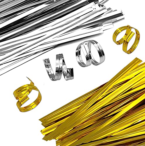 Twist Ties, 1600 PCS Metallic Sealing Ties Gold Silber Folie Twist Ties für Cellophan Sweetcones Brot Süßigkeiten Cookie Geschenktüte Backparty 8CM von Ziranee