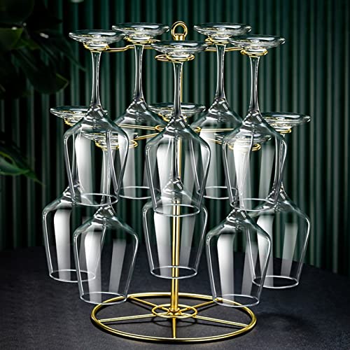 ZoRHac Weinglasregal, hängender Weinglashalter, goldenes modernes freistehendes Metall-Stielglas-Aufbewahrungsregal auf der Arbeitsplatte mit 10 Haken, for Schrankküche oder Bar von ZoRHac