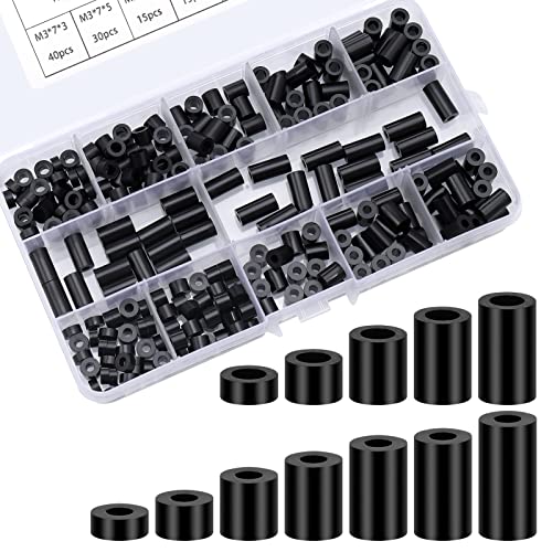 Zocipro 260 Stück Runde Abstandshalter, Distanzhülsen M4(115 pcs) und Distanzhülsen M3(145pcs), Abstandshalter Kunststoff für Schrauben mit Aufbewahrungsbox DIY Zubehör von Zocipro