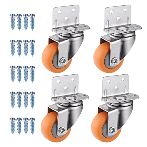 4 Stück Lenkrollen Rollen für Möbel, Transportrollen 37mm, 360 Grad Drehbar Möbelrollen, Verschleißbeständige Gummirollen, für Blumenständer, Möbel, Bücherregale, Krippen(Orange) von Zocipro