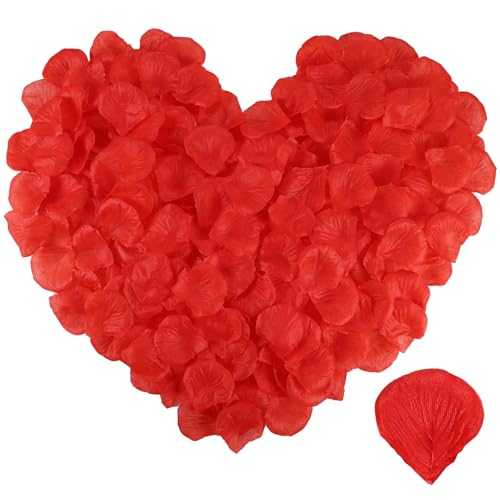 Zocipro 4000 Stück Künstliche Rosenblätter Rot, für Valentine Decoration,Kirche Deko Hochzeit,Blumenblätter Hochzeit,Jubiläen,Den Tischaufsatz, Geburtstag, Romantische Atmosphäre,Antrag Deko von Zocipro