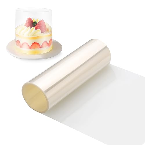 Zocipro Tortenrandfolie 15cm x 10m, Transparent Acetat Rolle Tortenfolie, Harte Torten Folie für Kuchen Schokoladenmousse Kuchen Crafting, Hoch Torten Folienrand Für Stabilisieren Dekoration von Zocipro