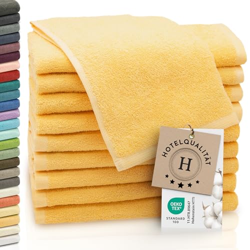 ZOLLNER 10er Set Gästehandtücher - weiche und saugstarke Handtücher - waschbar bis 95°C - Baumwolle - 30x50 cm in gelb von ZOLLNER