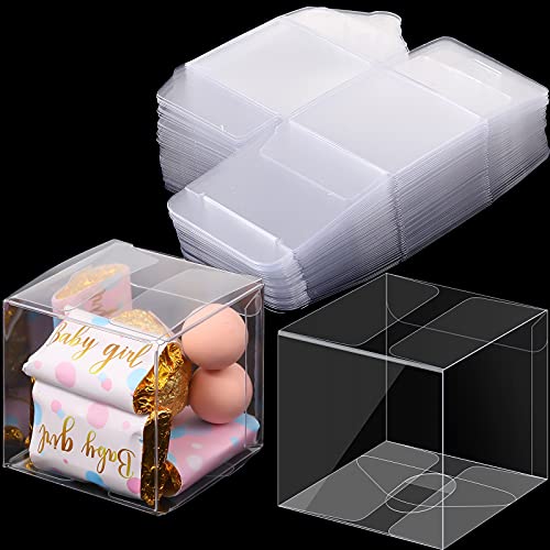 50 Stück Kunststoff Geschenkboxen Weihnachten Plastik Klare Box für Verpackung für Gastgeschenk Kleine Transparente Snacks/Süßigkeiten Box für Hochzeit Party (2 x 2 x 2 Zoll) von Zopeal