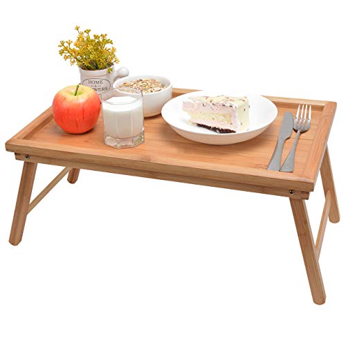 Betttablett Serviertablett Tabletttisch mit klappbaren Beinen - Sofatisch Frühstückstablett fürs Bett 50x30x23cm, Bambus von Zri Bamboo
