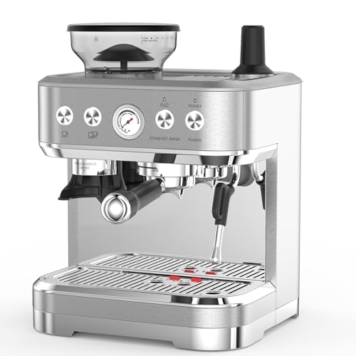 Zstar Espressomaschine, Espresso Siebträgermaschine mit integriertem Mahlwerk und professioneller Milchschaumdüse, edelstahl, Silber von Zstar