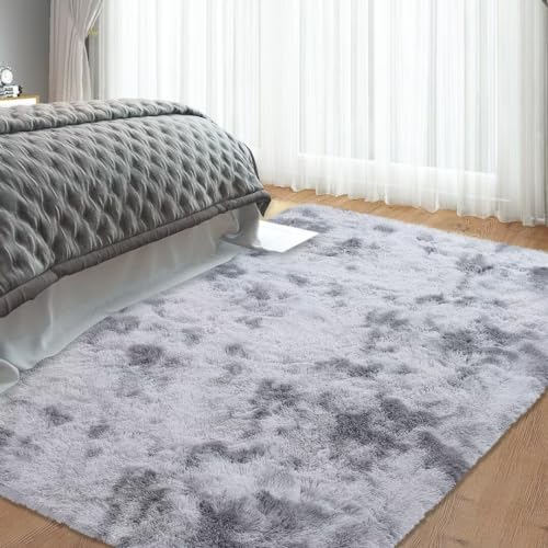 Zstar Ultraweicher Teppich für Wohnzimmer, Grau Flauschiger Shag Teppich für Schlafzimmer, Moderne Teppiche für Kinder Schlafsäle Kinderzimmer Heimdekoration Anti-Rutsch Langlebig 160 x 200 cm von Zstar