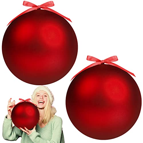 Extra große Weihnachtskugel, Ornamente, übergroß, riesig, groß, Kunststoff, für draußen, Rasen, Hof, Baum, hängende Dekorationen (rot) von Zubebe
