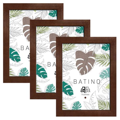 aFFa frames, Batino, 3er Set Bilderrahmen aus Holz, hell, rechteckig, mit Acrylglasfront, HDF-Hintergrund, Braun, A4, 21x29,7 cm von aFFa frames