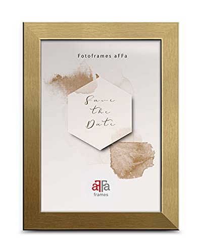 aFFa frames, Hekla, Bilderrahmen, MDF-Fotorahmen, pflegeleicht, rechteckig, mit Acrylglasfront, Gold, 15 x 21 cm von aFFa frames