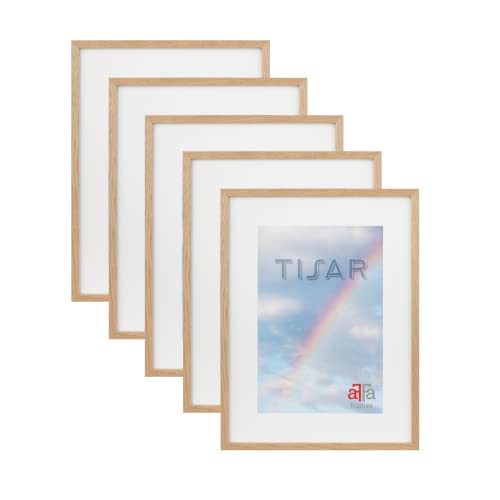 aFFa frames, Tisar, 5er Set Bilderrahmen aus Holz, Hell, Rechteckig, Mit Acrylglasfront, Eiche, A3, 29,7x42 cm von aFFa frames