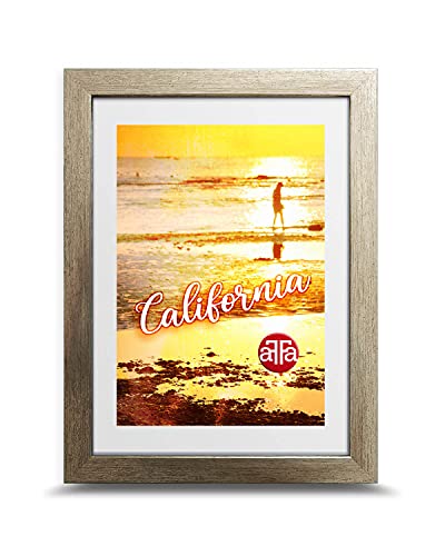 aFFa frames frames, California, Bilderrahmen aus Kunststoff, Leicht, Rechteckig, Mit Acrylglasfront, HDF-Rücken, Warmes Silber, 9x13 cm von aFFa frames