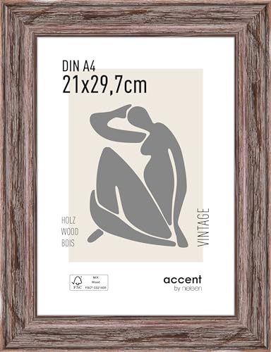 accent by nielsen Holz Bilderrahmen Vintage, 21x29,7 cm (A4), Braun von accent by nielsen