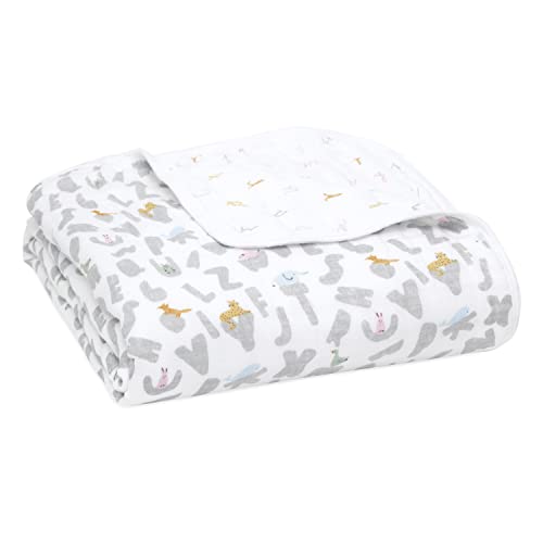 aden + anais Dream Baby Decke - Pack von 1 | Große atmungsaktive 100% Baumwoll -Musselin -Bettwäsche | COT -Decken für Neugeborene Jungen & Mädchen | Alphabet Tierdruck von aden + anais